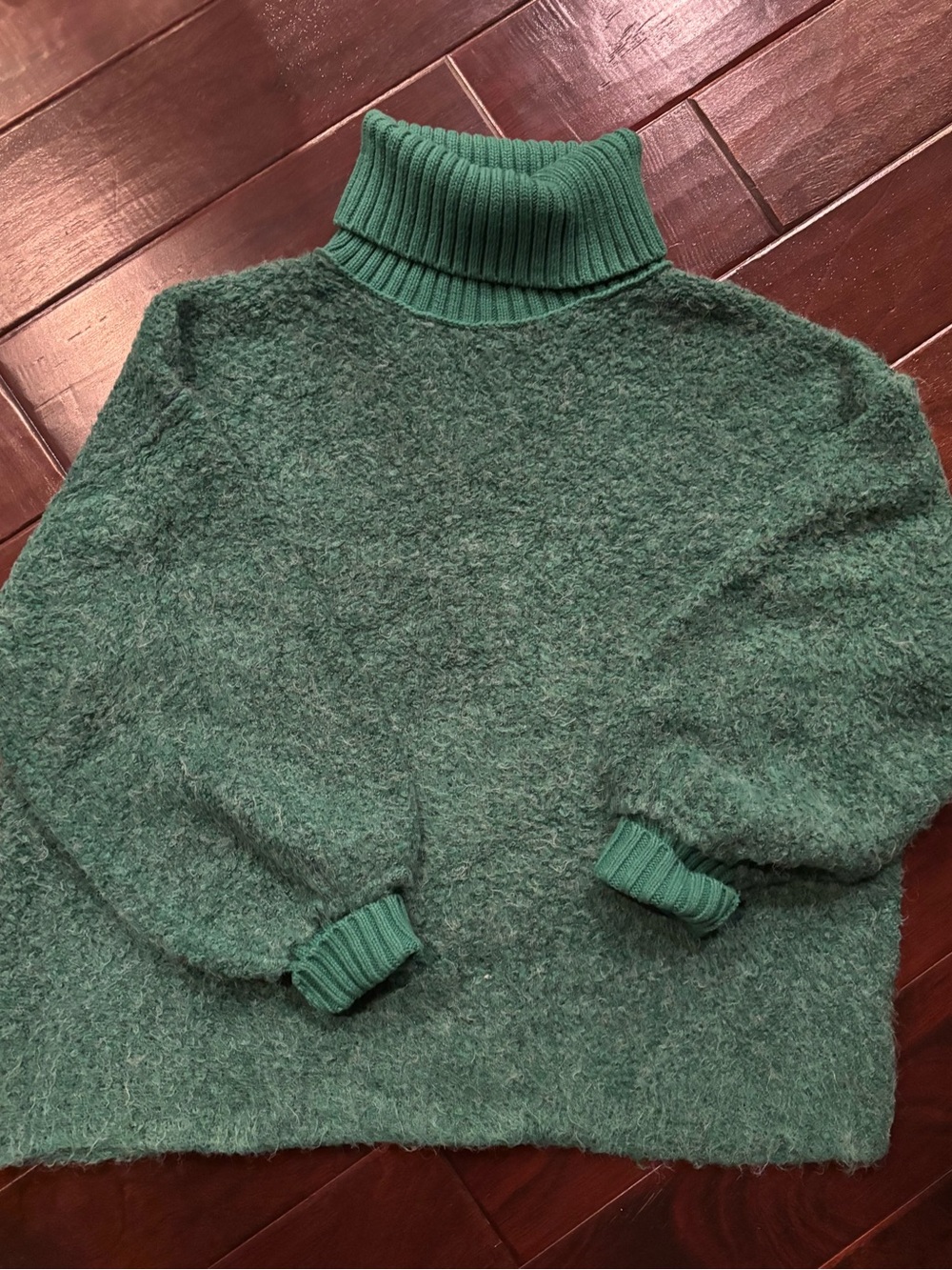 Free People Emerald Green Turtleneck Plush Sweater